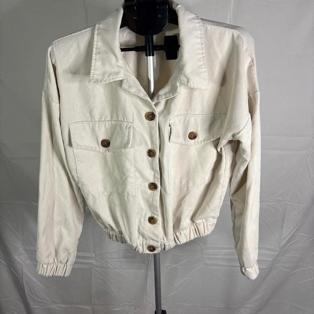 Blu Pepper cream corduroy cropped jacket